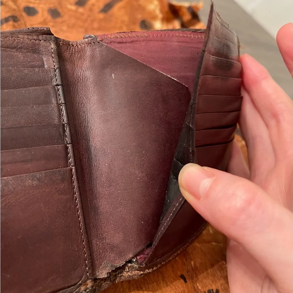 Vintage Bosca Authentic African Elephant Leather Bifold Wallet Dark Brown O/S